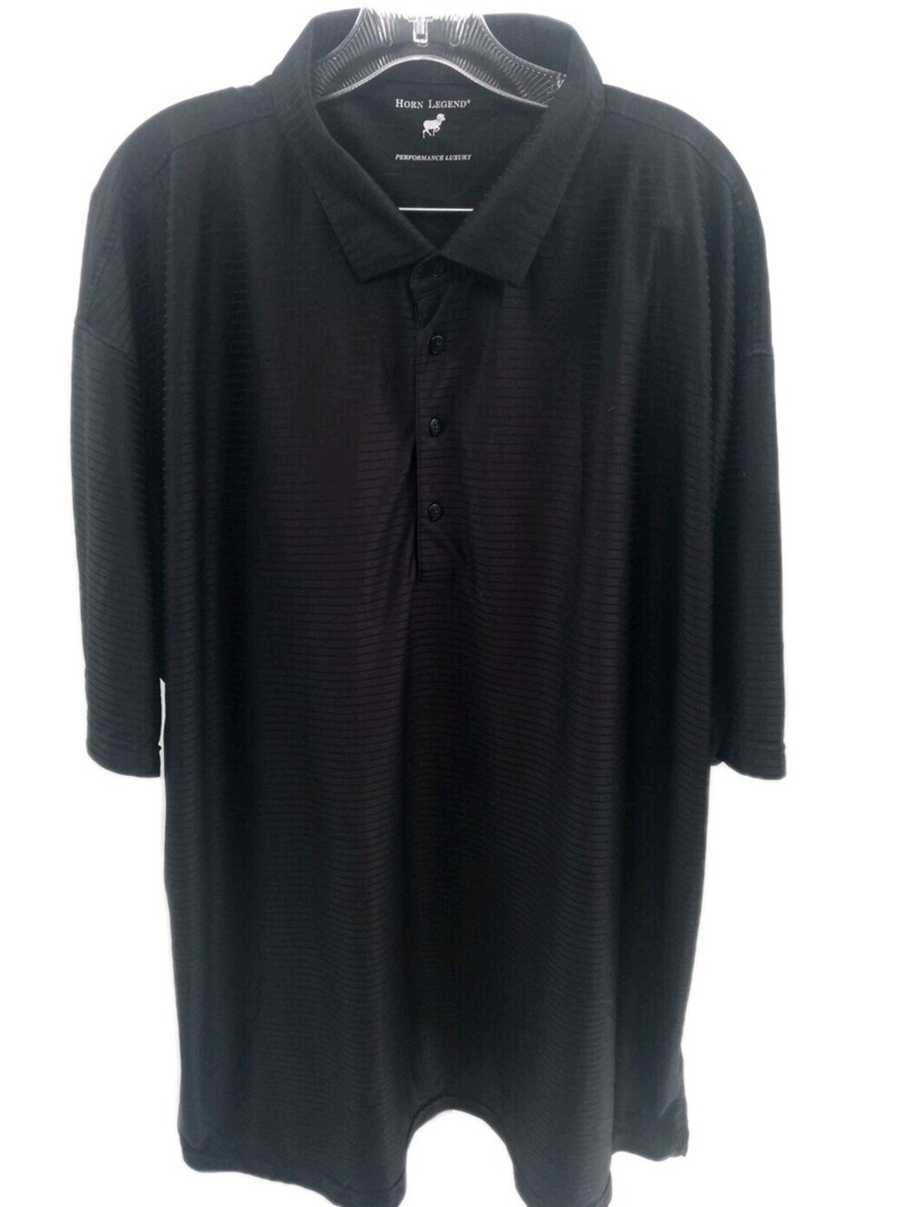 Horn Legends Golf Polo Shirt Mens 3XB Black Striped Performance Luxury Casual